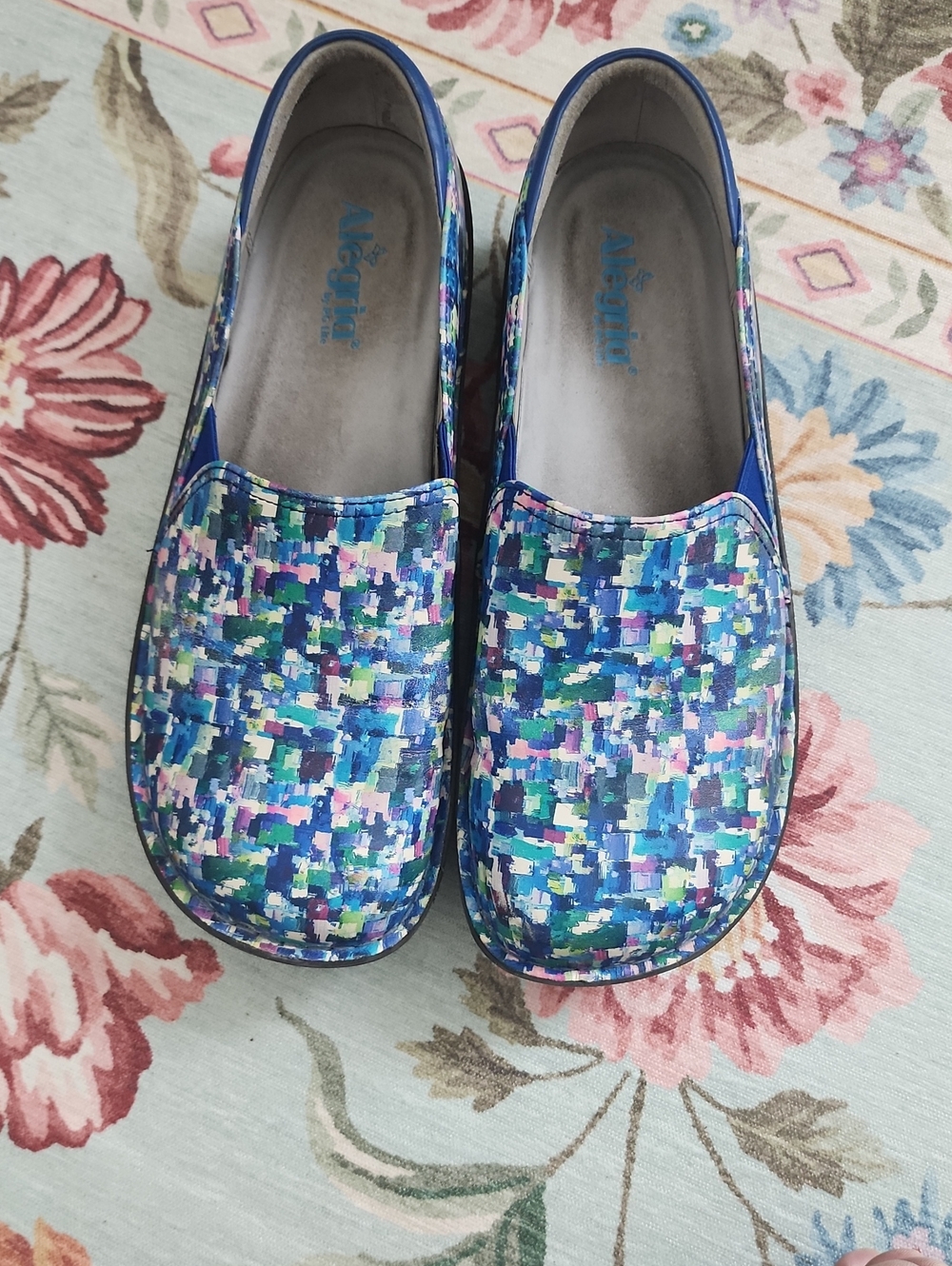 Alegria Blue Multi Mosaic Slip-On Clog